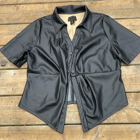 Rachel Zoe vegan leather top size L - Picture 1 of 6